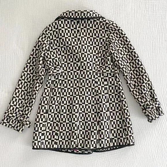 Tulle Checked Black and White Coat (Sz. L) - Picture 3 of 11